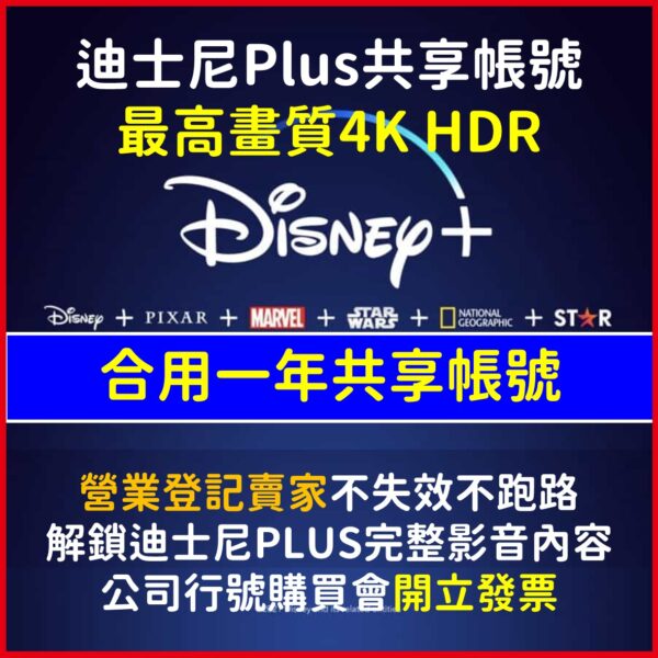 迪士尼plus 迪士尼 D+ 帳號 共享 Disney plus  共享帳號 一年 可客製